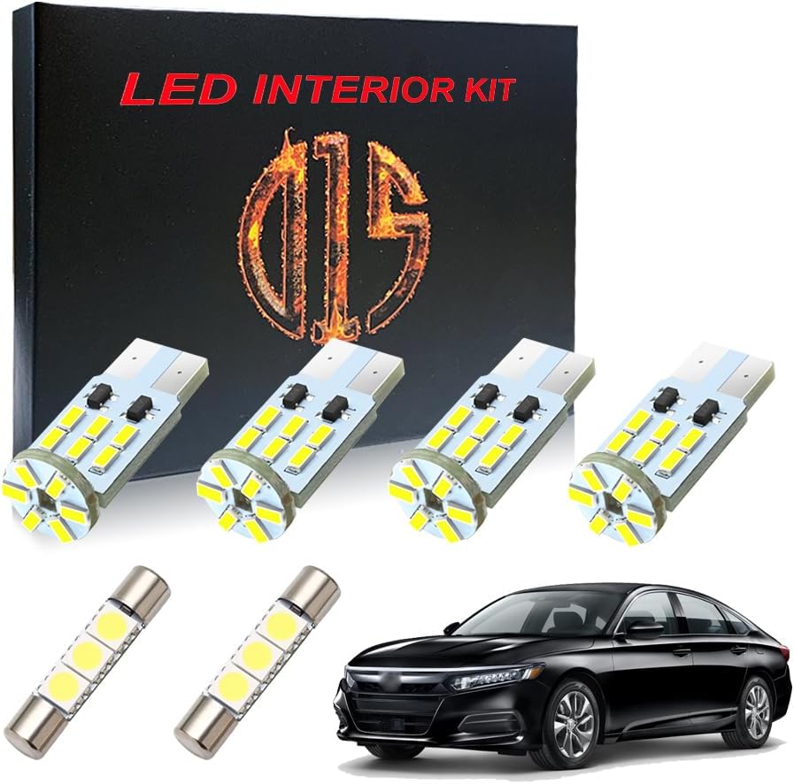LED Interior Light Accessories Kit for 2018 2019 2020 2021 2022 Honda Accord 6000k White Map Dome Trunk Vanity Mirror Bulbs (6 Pieces)