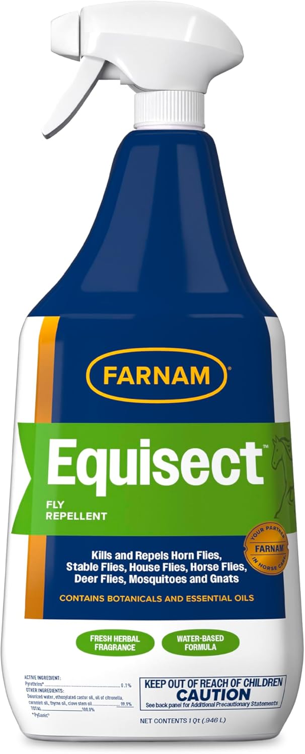 Farnam Equisect Water-Based Botanical Fly Repellent with Herbal Scent for Horses, Dogs and Cats, 32 Ounces