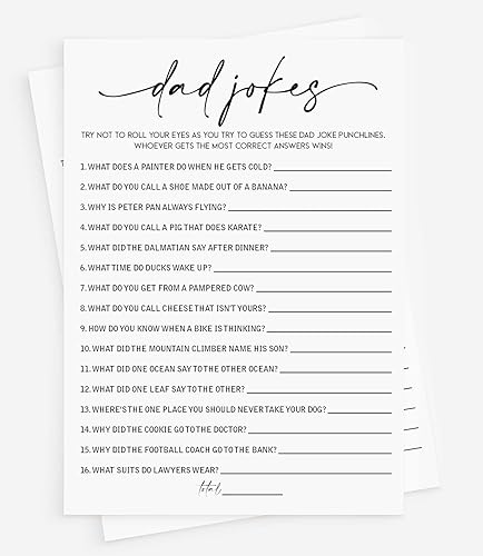 Juego de 50 chistes para baby shower (50 tarjetas), divertido juego de baby shower, género neutro niño o niña, co-edición, minimalista