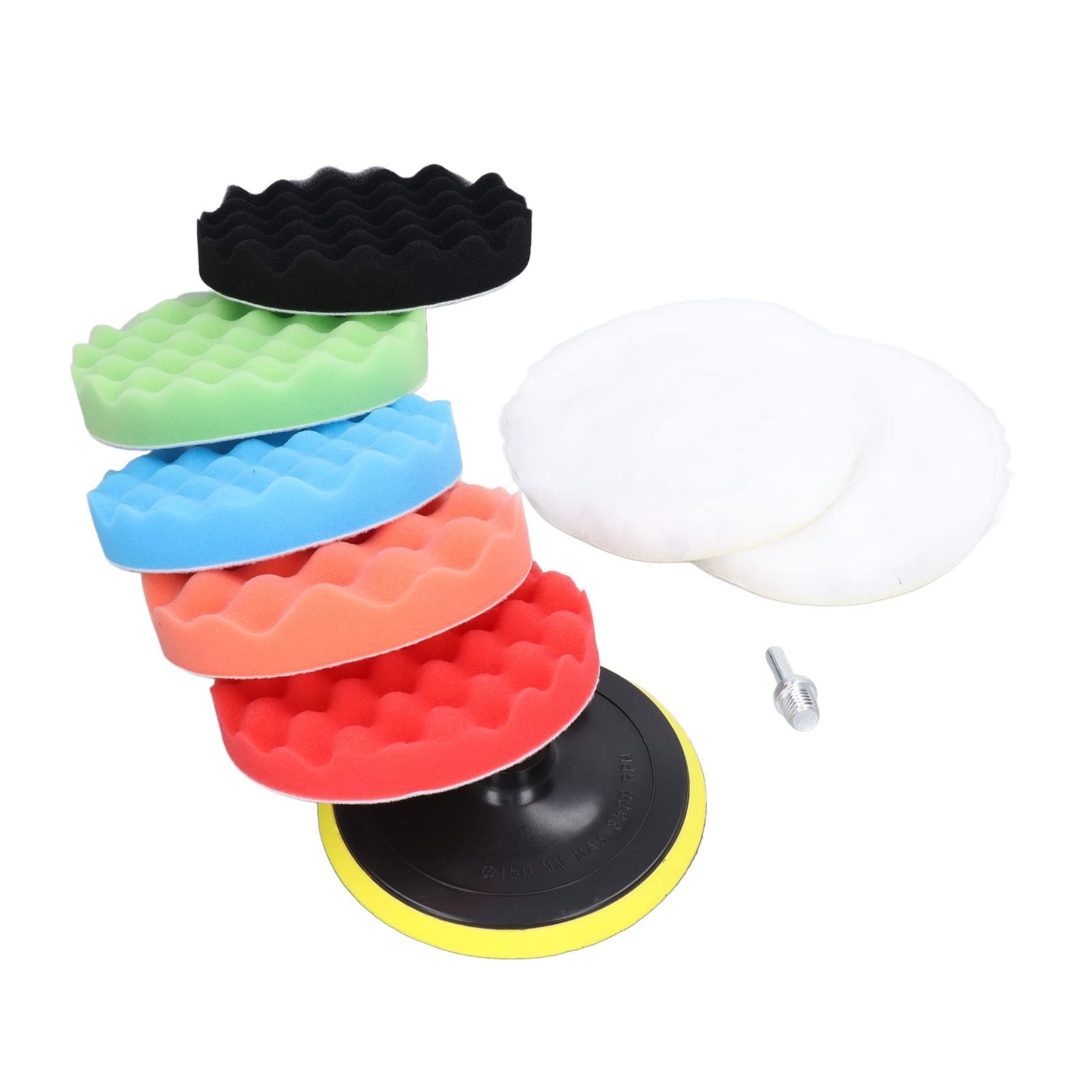 9 Pezzi Pad Per Lucidatura, Con Spugne E Lana Diametro 150mm Per Ceratura E Lucidatura, Pad Di Lucidatura, Per Auto E Barca