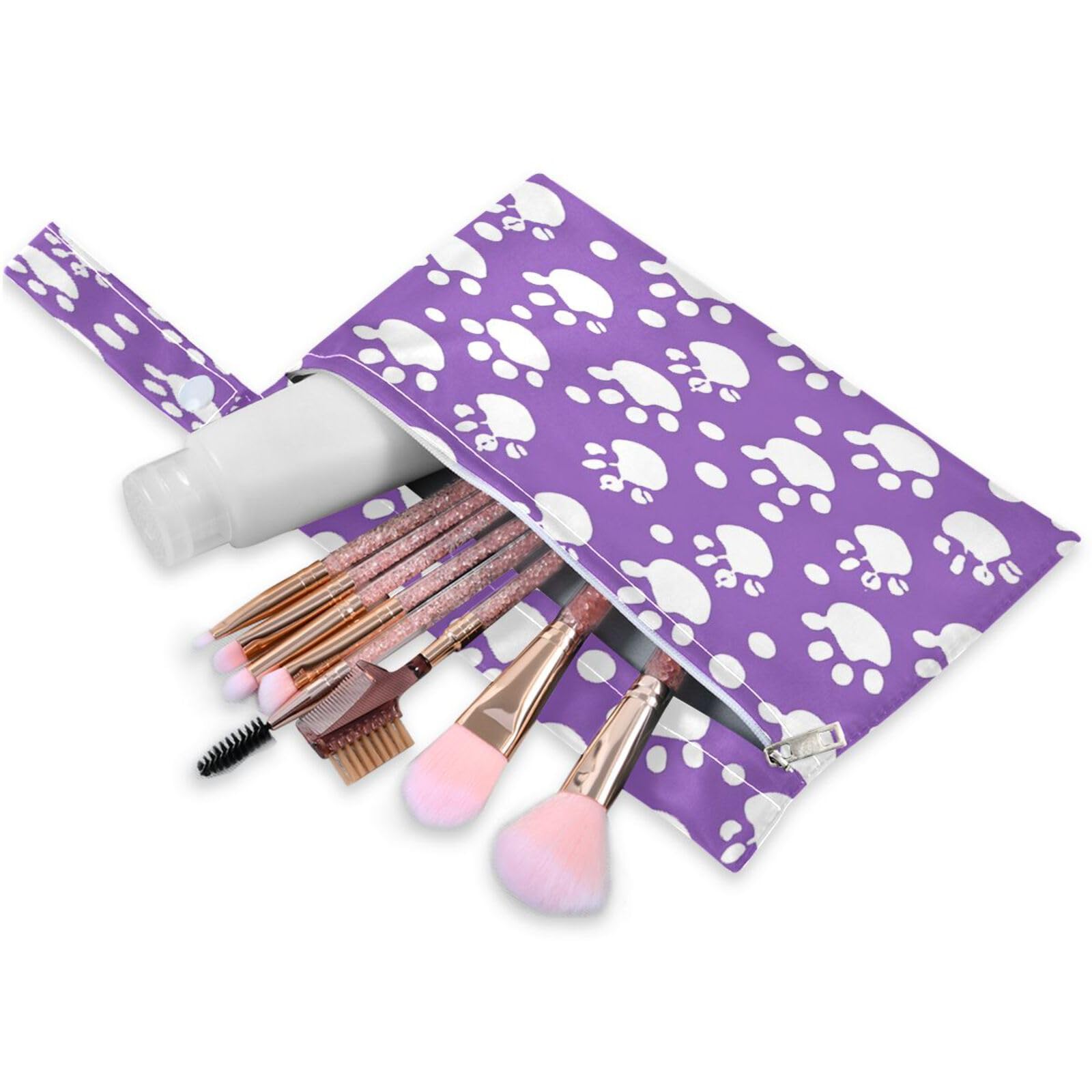 ATTX Cute Paw Prints Wet Dry Bags 2-Pack - Reusable Cloth Diaper Storage for Travel, Beach & Gym | Multi-Use Waterproof Bags for Swimsuits, Baby Clothes, Sports Gear#283