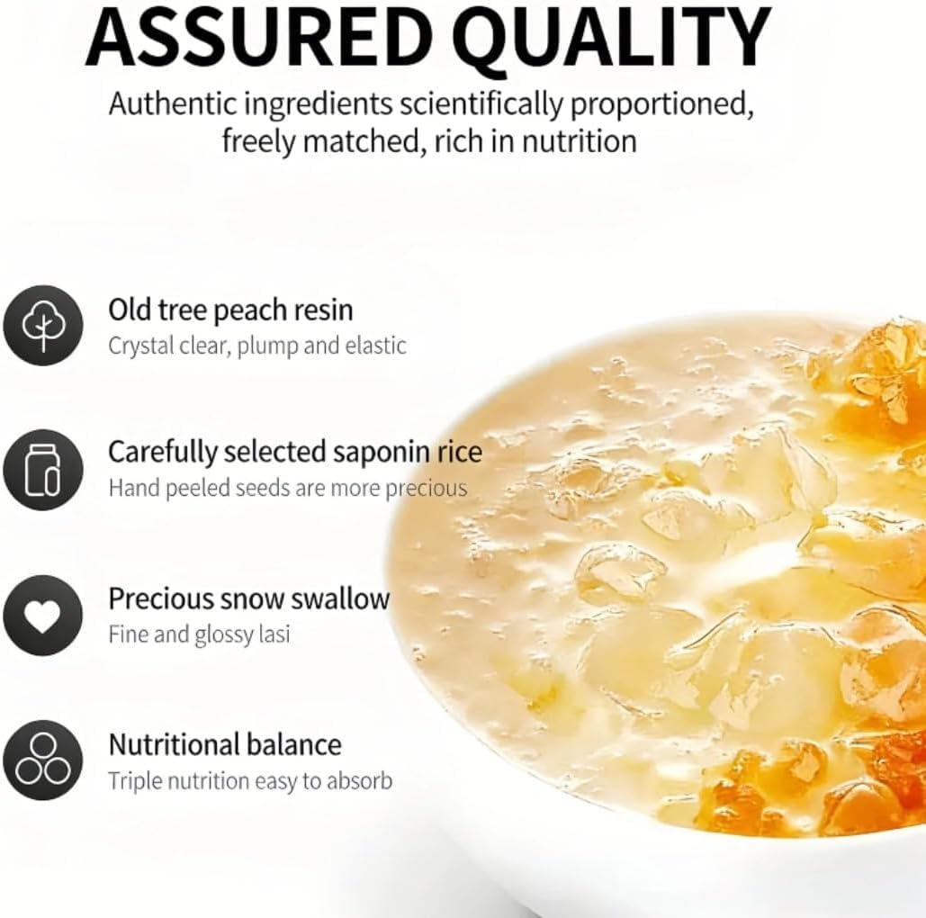 Natural Peach Gum,Snow Fungus & Soap Berry Combo（zaojiaomi）500g Large Portion - No Additives, Easy to Cook Trio for Nourishing Desserts & Soups