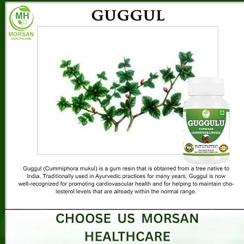 Guggulu (Commiphora Mukul) Vegetarin Capsules, Pack of 60 Capsules (1)