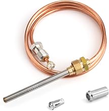 24 Inch Thermocouple for Resideo, CQ100A1013/U Water Heater Thermocouple, Gas Furnaces Thermocouple Fits Screw-in, Clamp-in ＆ Push-in Type Pilot Burners, Boiler Thermocouple Parts
