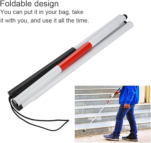 Miniatura 7 de Bastón para persianas, bastón de aluminio reflectante de noche, antideslizante, plegable, flexible y duradero, ayuda para caminar plegable (longitud