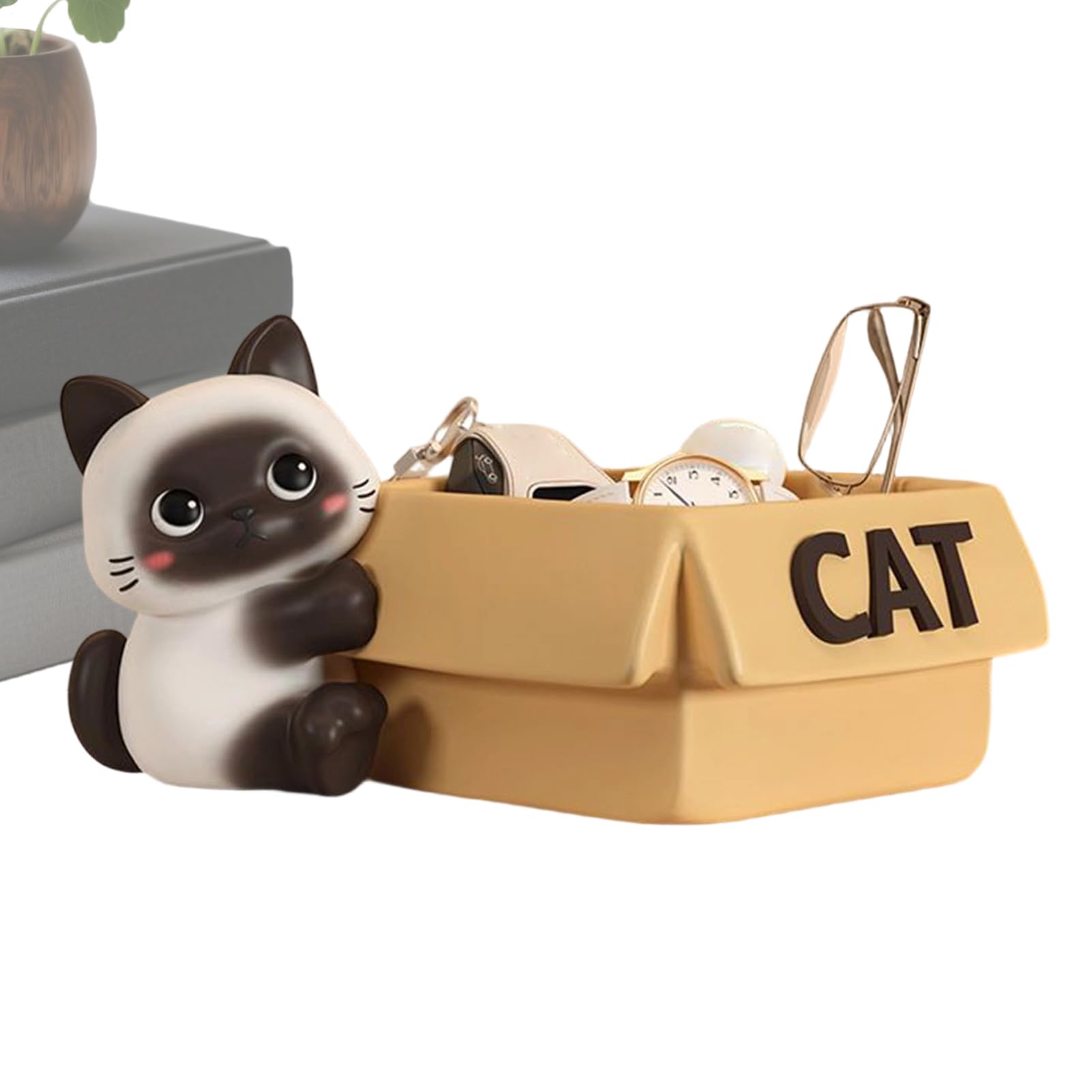 Genérico Cuenco para Llaves en Mesa de y Recibidor | De Gato Con Bandeja Para Guardar | Cuenco De Resina Para Llaves - Para dulces y objetos decorativos en recibidor salón comedor o dormitorio