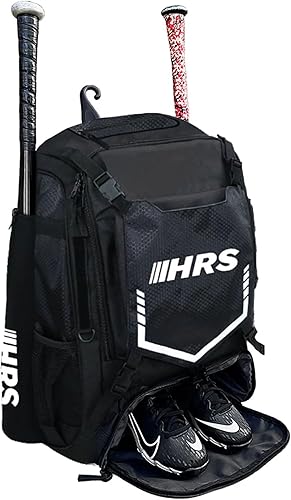 Hit Run Steal Bolsa de béisbol, bolsa de bate de sóftbol para jóvenes y adultos. Capacidad para 4 murciélagos, guantes, botella de agua,