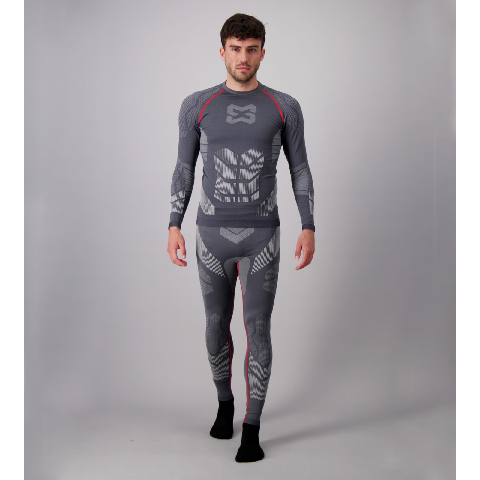 WÜRTH MODYF bequemes Thermounterwäsche Set für Herren und Damen Pro in schwarz rot - warme Ski Unterwäsche für den Winter - körpernahe Passform - in den Größen S - XXL