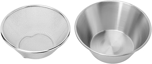 Miniatura 2 de Colador de acero inoxidable Colador Cuenco Set Drenaje Vegetal Arroz Lavado Preparación de Comida Cocinar Cesta de Frutas Foo Drenaje Cesta Filtro