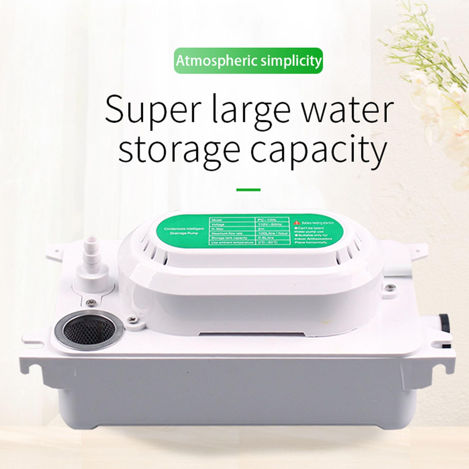 Bomba de Condensado Automática, 100L/H, 22dB Sensor de Nivel de Agua con Tanque 500ml para Aire Acondicionado y Deshumidificador