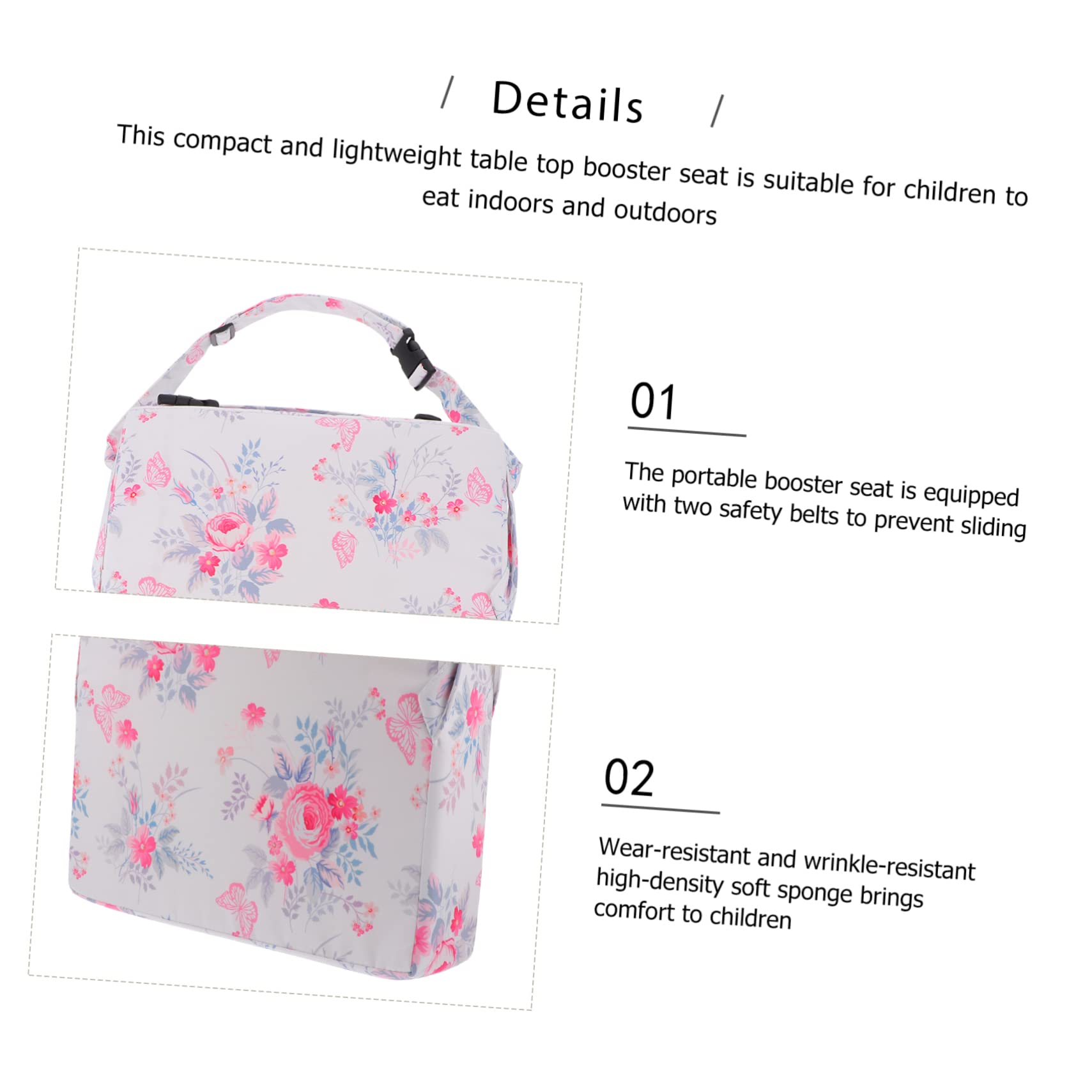 POPETPOP Cojín Elevador para Silla Infantil Diseño de Doble Correa, Material de Poliéster y Esponja, Lavable a Máquina, Ideal la Comida en Restaurantes