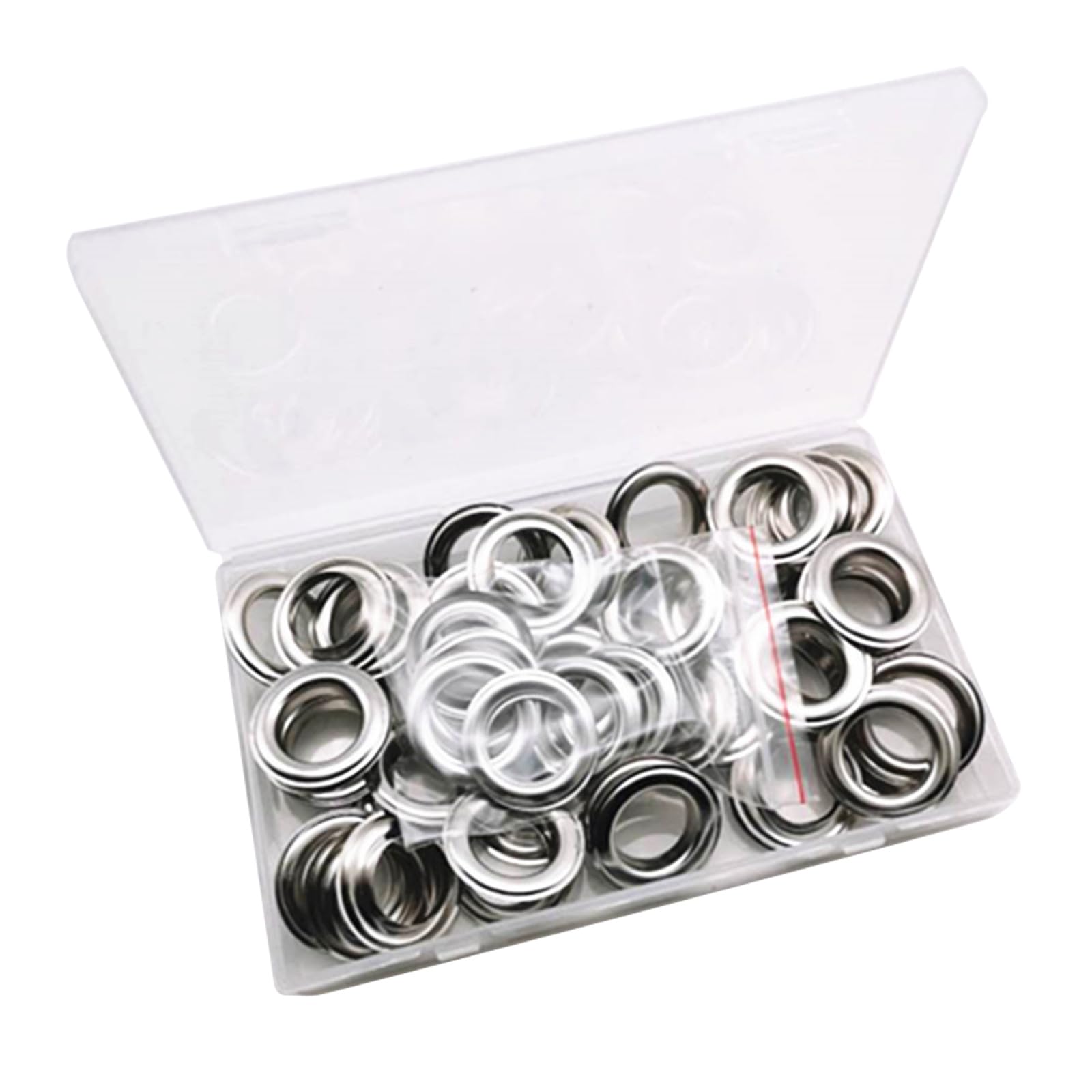 50 Sets Ösen Sets, 20 mm Nähösen, silberfarbenes Metall Stanzwerkzeug mit Aufbewahrungsbox für Leder, Gürtel, Stoff, Metallösen Sets