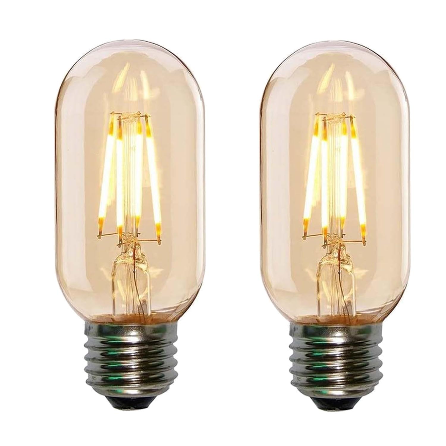 DC VOLTAGE 2 Pack E27 LED 4W Vintage Edison Screw Bulb, Equivalent to 40W Incandescent, Amber Glass Antique Light Bulb, Warm White 2200K, 450LM,dimmable, T45 Retro Filament Bulb