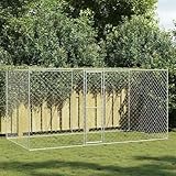 Large Dog Cage, Silver Galvanised Steel Outdoor Kennel, 400x200x256 cm, Rust-Resistant, Weatherproof, for Golden Retrievers & German Shepherds
