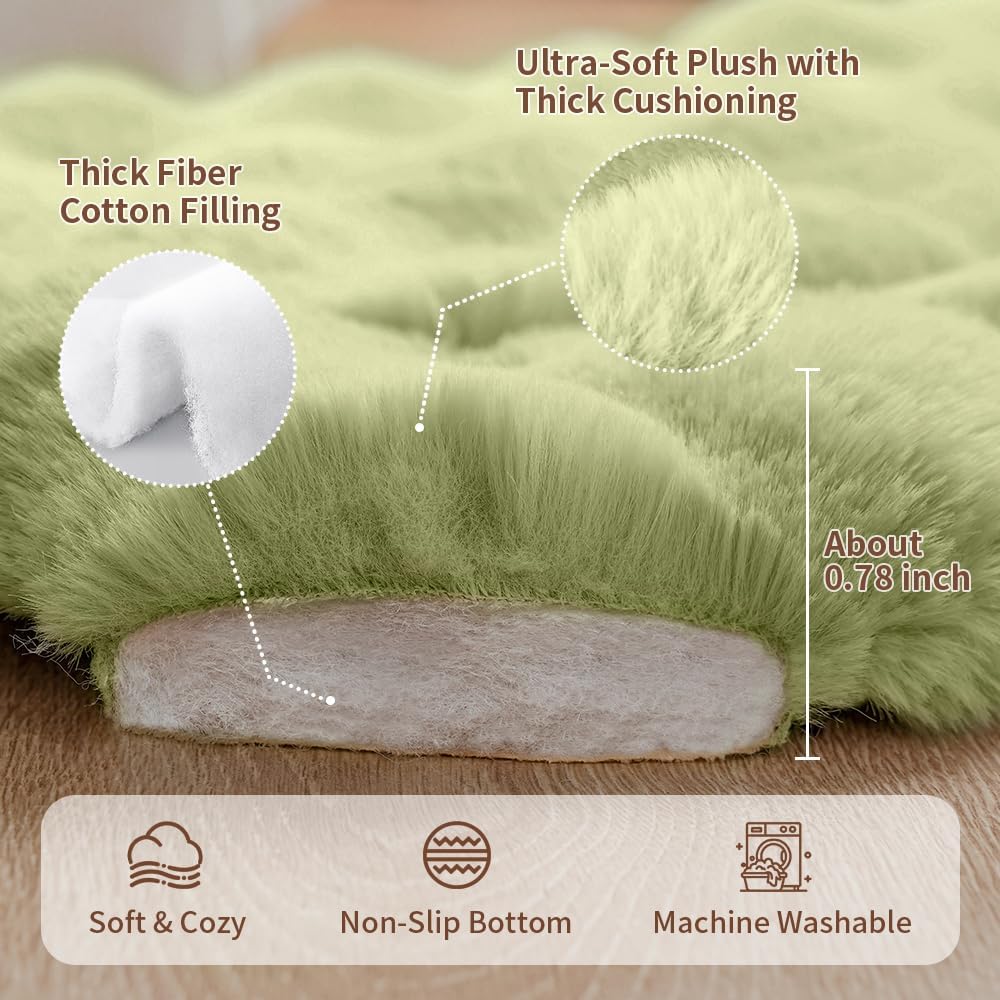 Large Dog Bed Mat, Extra Large Plush Faux Fur Washable Pet Bed for Large Dogs, Non-Slip Fluffy Dog Mat – Machine Washable XL Dog Sleeping Pad for Large Breeds, 35 x 27 Inch Green