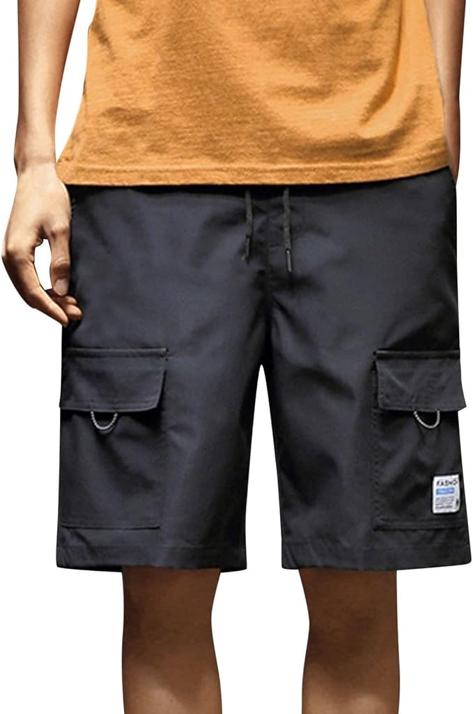 MITCOWBOYS Pantaloni cargo da uomo, corti, neri, estivi, leggeri, 2022,  estivi, alla moda, sportivi, dritti, da spiaggia, a vita media, con tasche,  casual, comodi, traspiranti : Amazon.it: Abbigliamento