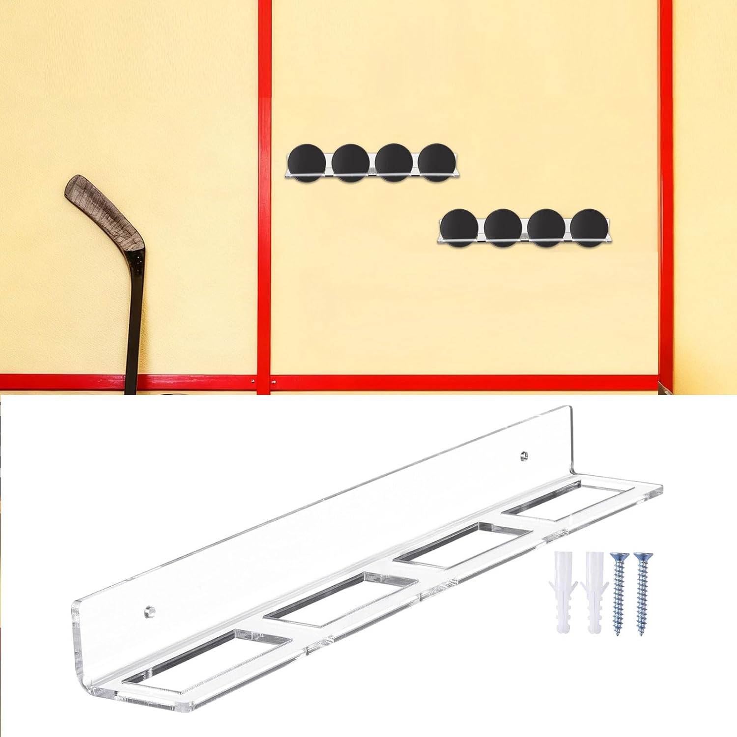 Transparency Clear Acrylic Hockey Stick Display Stand Secure Holder for Sports Memorabilias and Collectibles Acrylic Hockey Stick Holder