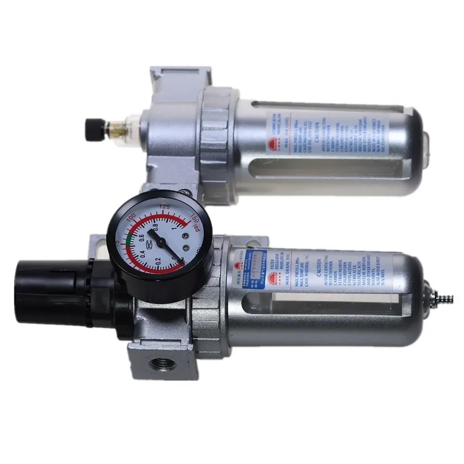 Filtro regulador de Agua y Humedad for lubricador de Aceite de compresor de Aire con Soporte SFC-200 de 1/4'', 1/2'' y 3/8'', 0-1 MPa, 0-150 PSI(45661)