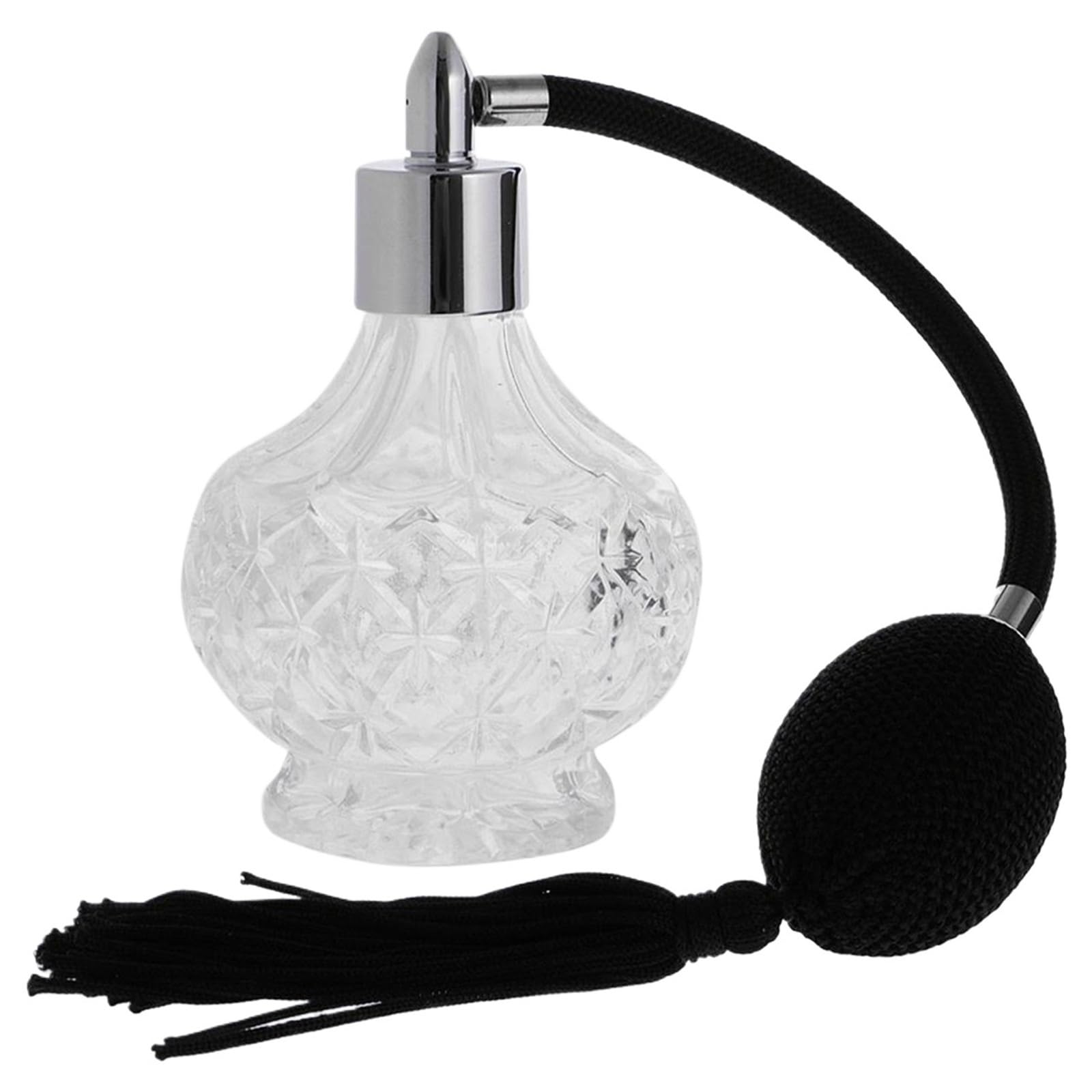 1 Uds. Botella de Perfume cristal transparente, pulverizador clásico, botella vacía, pulverizadora estilo Vintage for herramienta maquillaje for mujer Para Uso Diario(Black)
