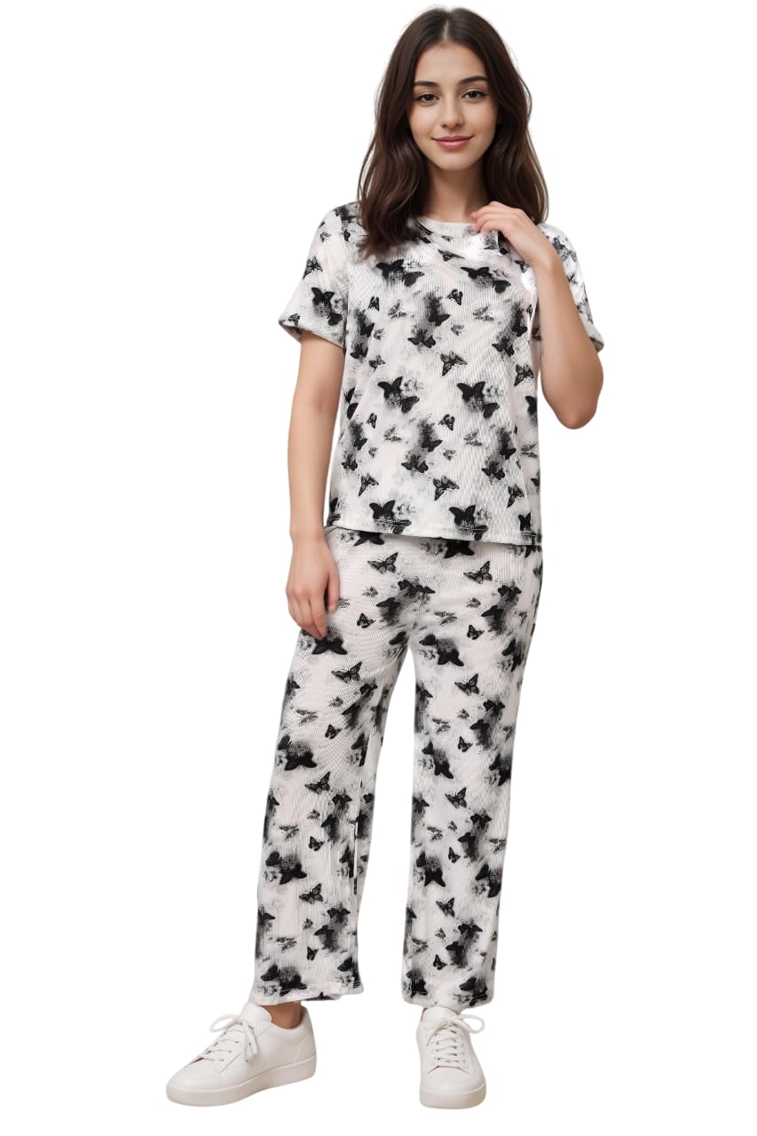 Women's Night Suit Sets Multi Print, Short Sleeve Button Down Pants Set for Women Soft Sleepwear Set 2 Piece Loungewear-image-20