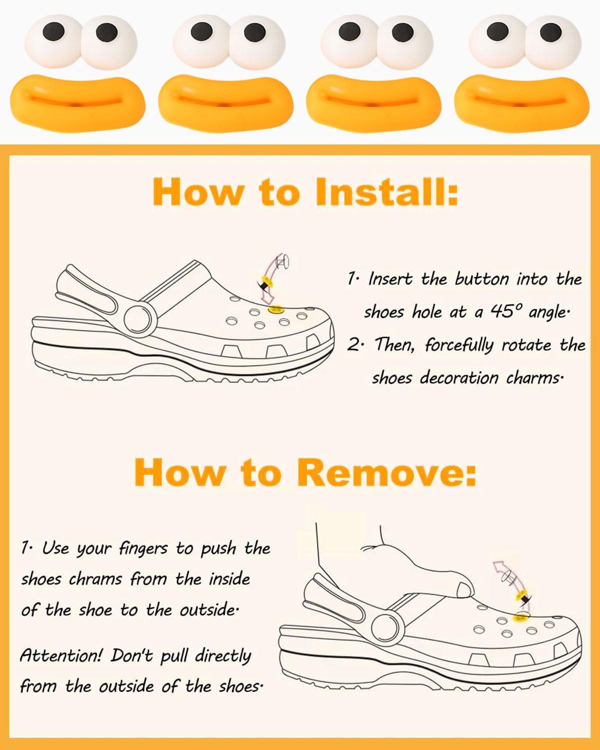 Adornos ​para Zapatos, 4 piezas Lindo Pins para Crocs Shoe Charms Diy Clog Sandalias Accesorios Mujeres Jóvenes