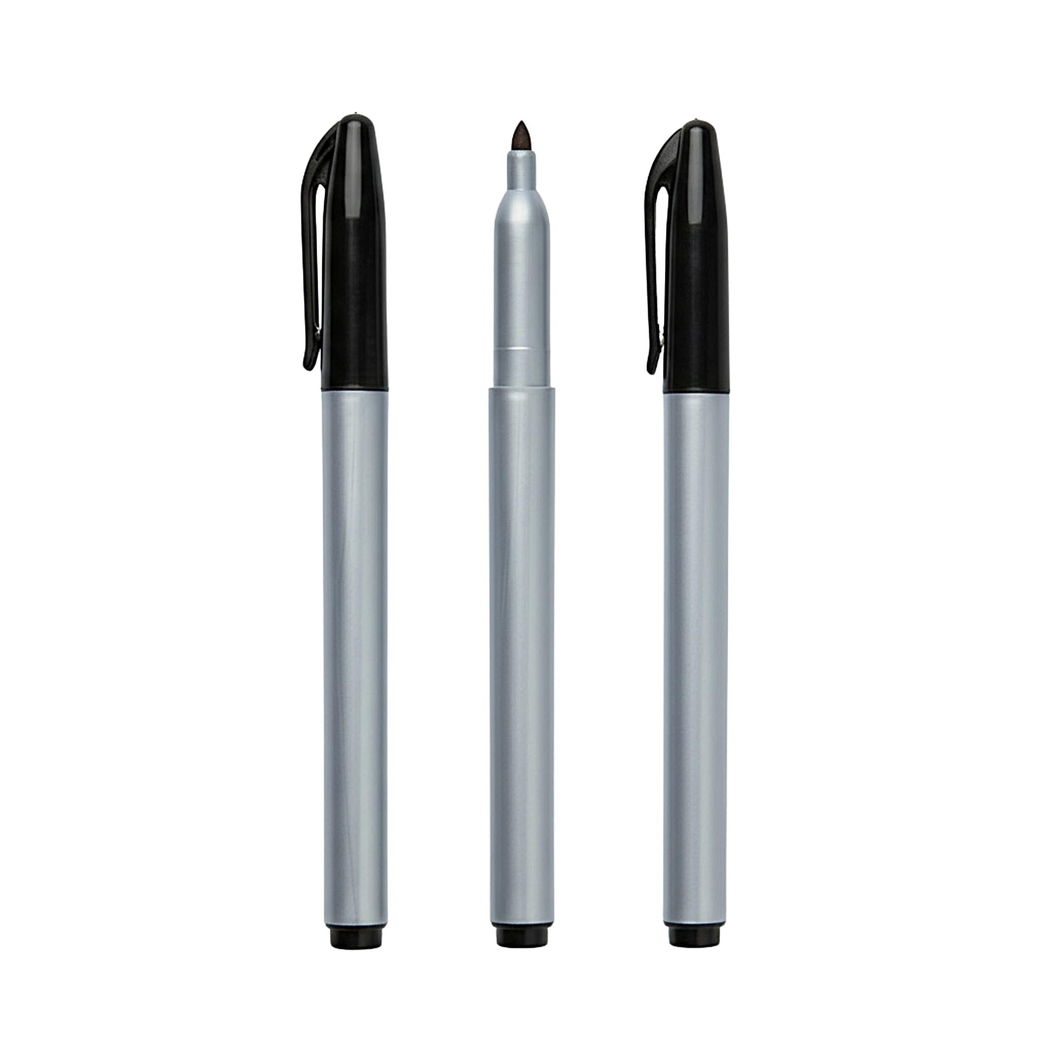 Cadie Lot de 3 marqueurs permanents noirs à séchage rapide, marqueurs imperméables pour étiquetage, pointe biseautée, marqueur de laboratoire, stylo permanent pour réfrigérateur avec pointe fine et