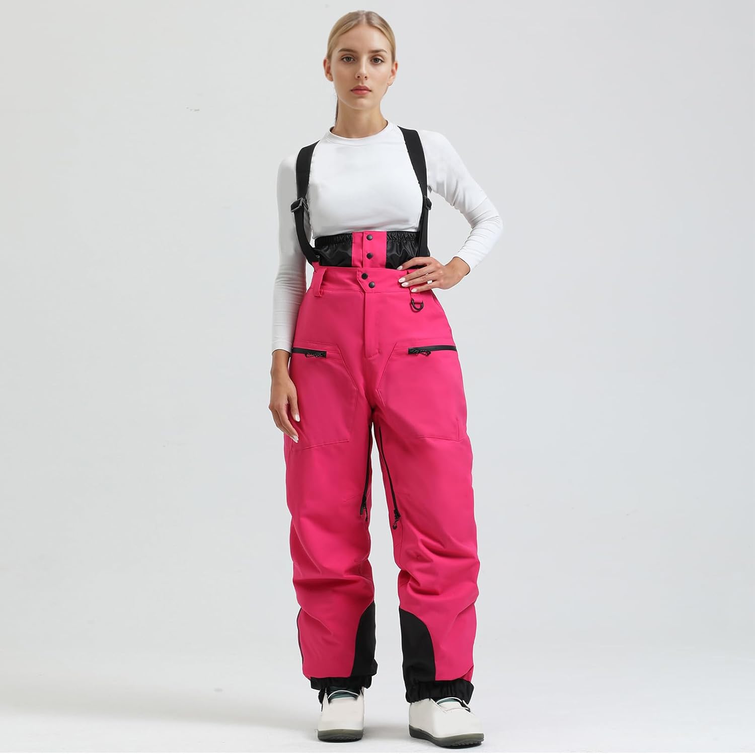 Mens Women's Snow Pants Ski Bibs Baggy Snowboard Pants Insulated Waterproof Overalls Winter Warm Windproof Snowpants