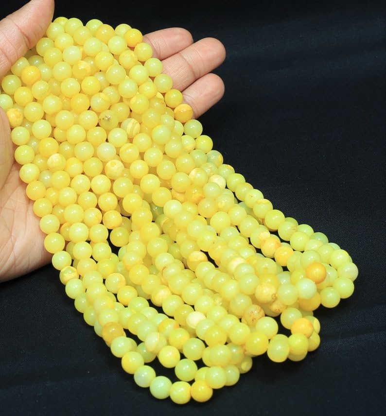 Perles naturelles jaunes de 6 a 9 mm pour fabriquer un collier d'ete fait main