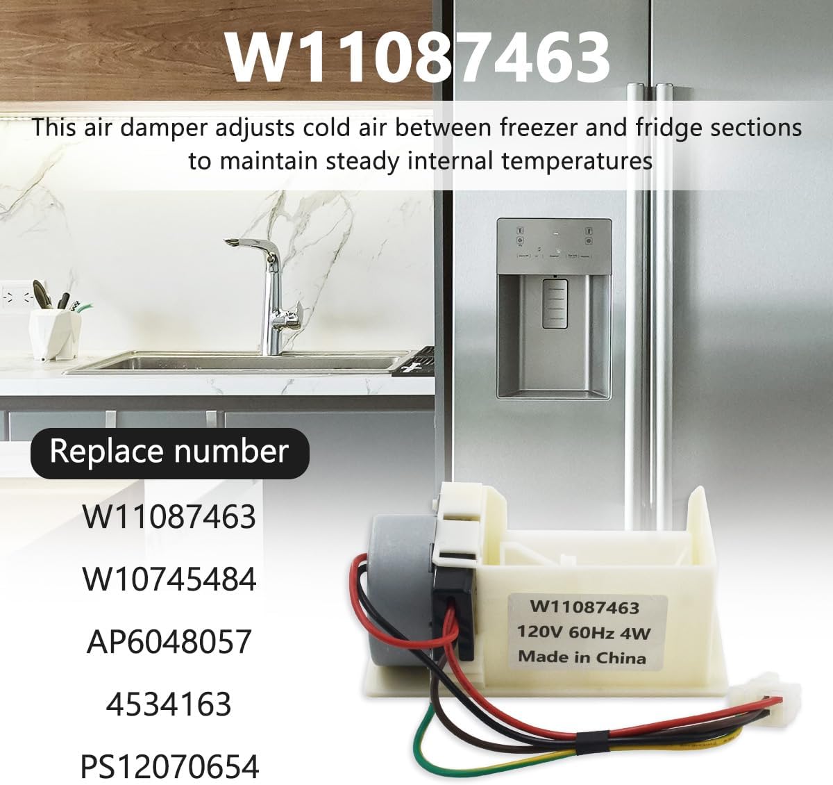 W11087463 W10745484 Refrigerator Air Damper Control Assembly