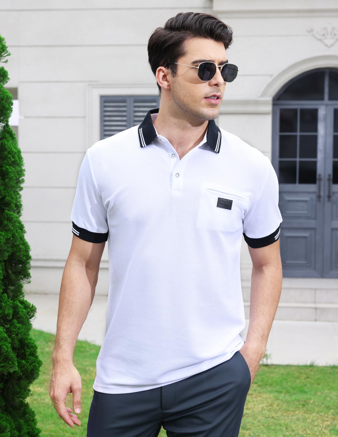 LIUPMWE Mens Polo Shirts Short Sleeve Shirts for Men Casual Cotton Collared T Shirt Golf Shirts Stylish Tops - Image 2