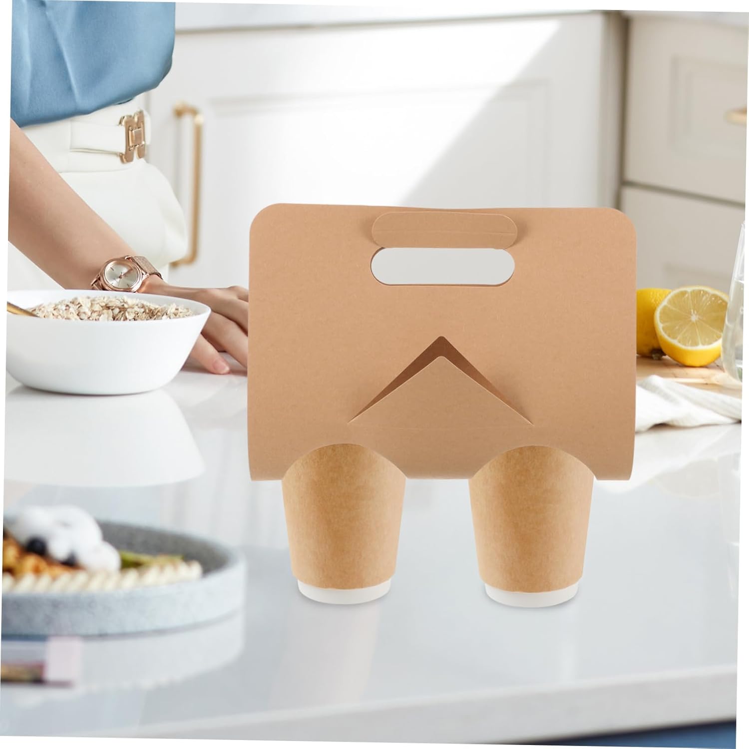 50Pcs Takeout Cup Carrier for Hot Cold Beverages Convenient Drink Holder for Coffee Juice Smoothies for Office Parties and Picnics Easy to Carry Cups