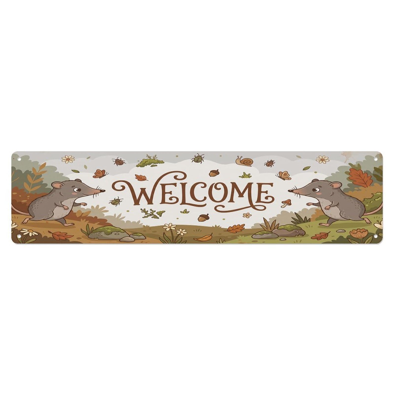 Cxhjca 4X16inch(10X40cm) Vintage Welcome Shrew Tiny Metal Tin Sign