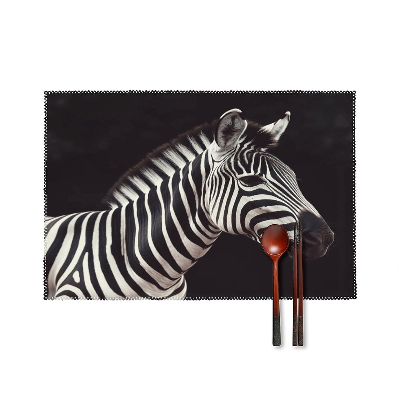 Animal Zebra Placemats Set of 4 Canvas Washable Cloth Place Mats Wipeable Heat Resistant Table Mats Elegant Cloth Placemat for Kitchen Dinning Party Table Decor 12" X 18"