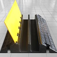 Vista 8 de Large 2-Channel Rubber Floor Cable Protector Ramp, Heavy-Duty Floor Cable Wire Cord Cover Speed Bumps, Driveway Hose Cable Ramp Protective Cover