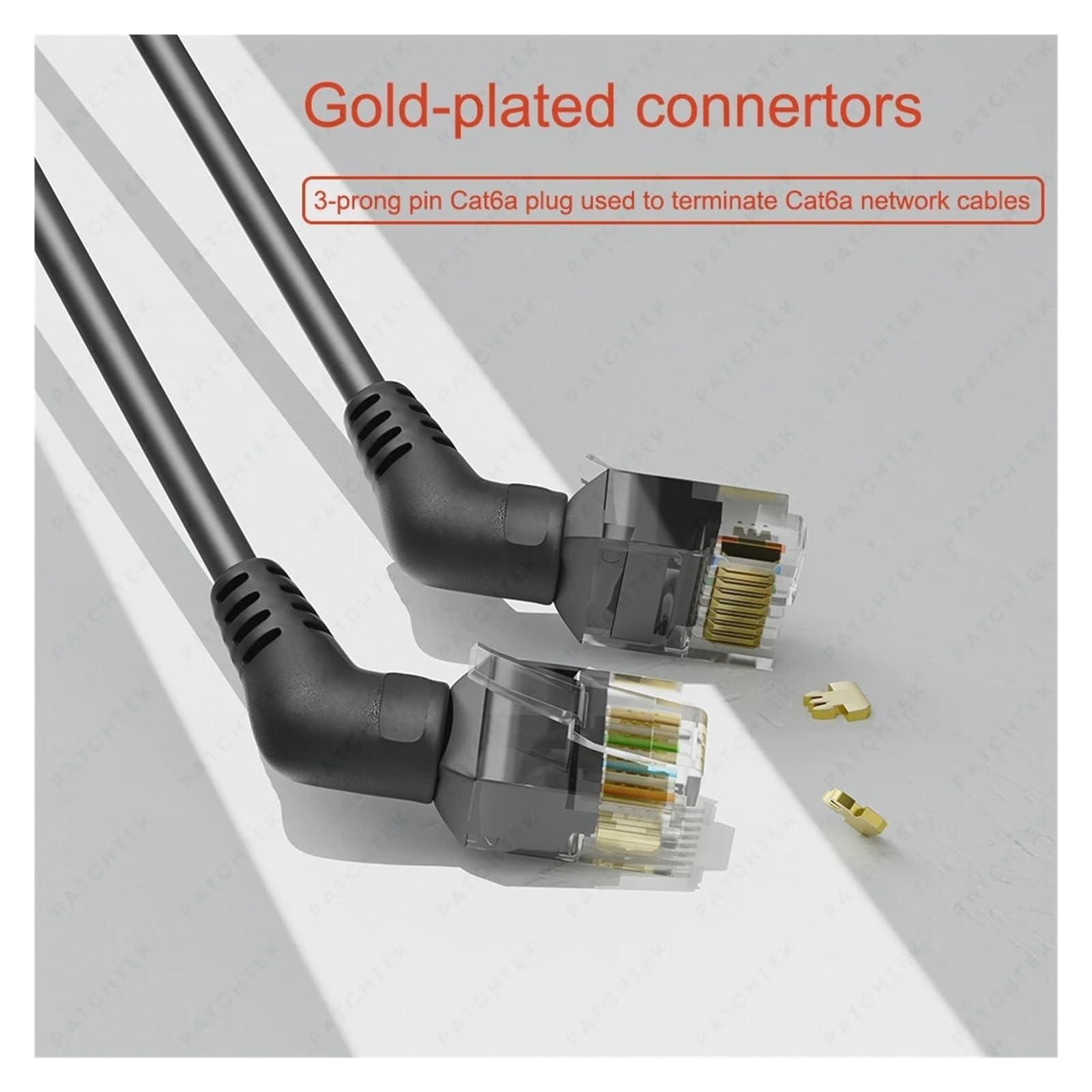 Ethernet-Kabel, Cat6A-Ethernet-Kabel 10 Gbit/s, 90/360-Grad-Drehung, RJ45, 0,15–5 m