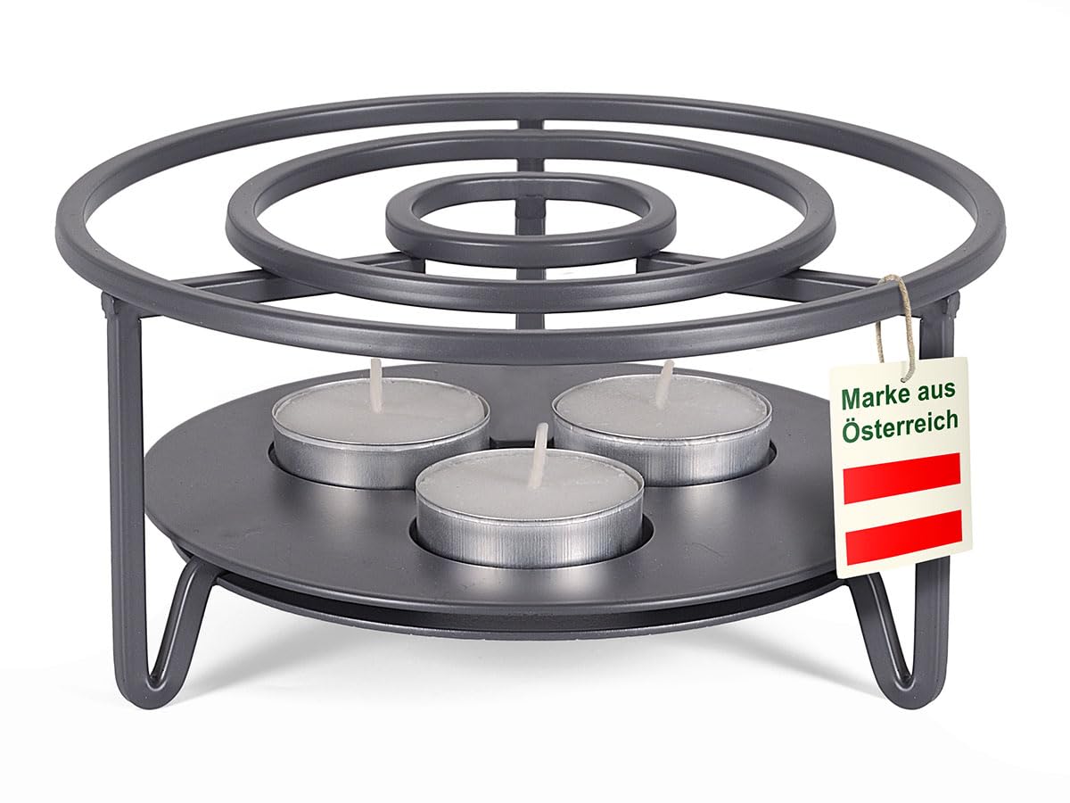 Calientaplatos para tetera metal 16 cm 1-3 velas té Antracita