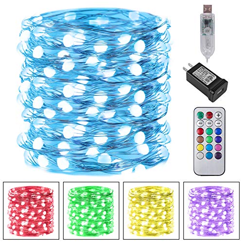 Color Changing Fairy String Lights 33Feet 100 Led Waterproof Firefly Twinkle Christmas Lights with Usb Plug And Remote And Multicolor Light Modes for Craft, Bedroom, Wedding, Holiday Lights Decoration