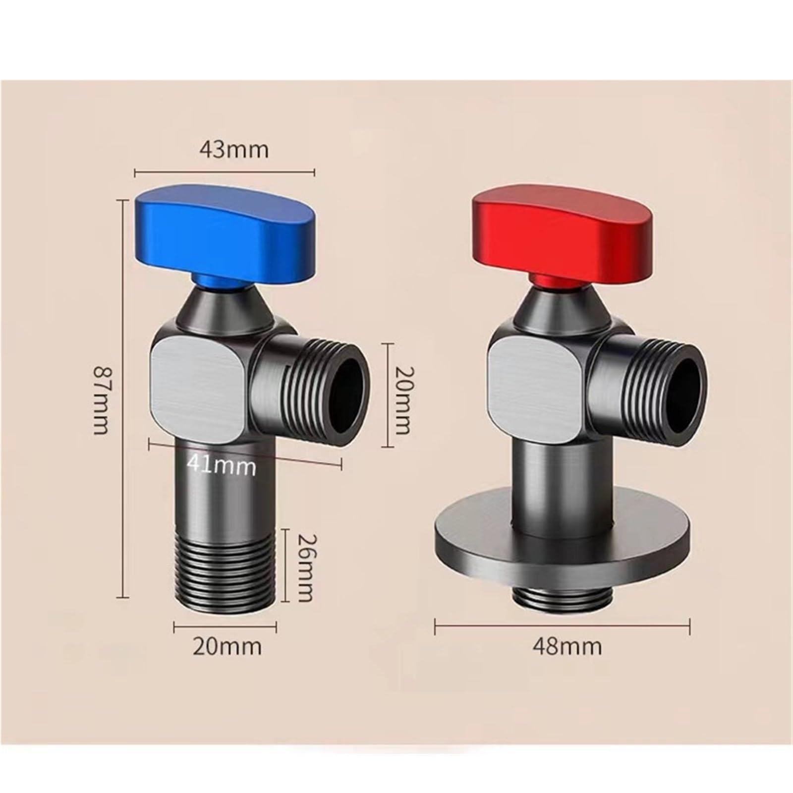 Llave De Escuadra Grifo de baño esquina cromado con Control agua, válvula ángulo latón, 1/2x1/2 para Fregadero(Chrome pair)