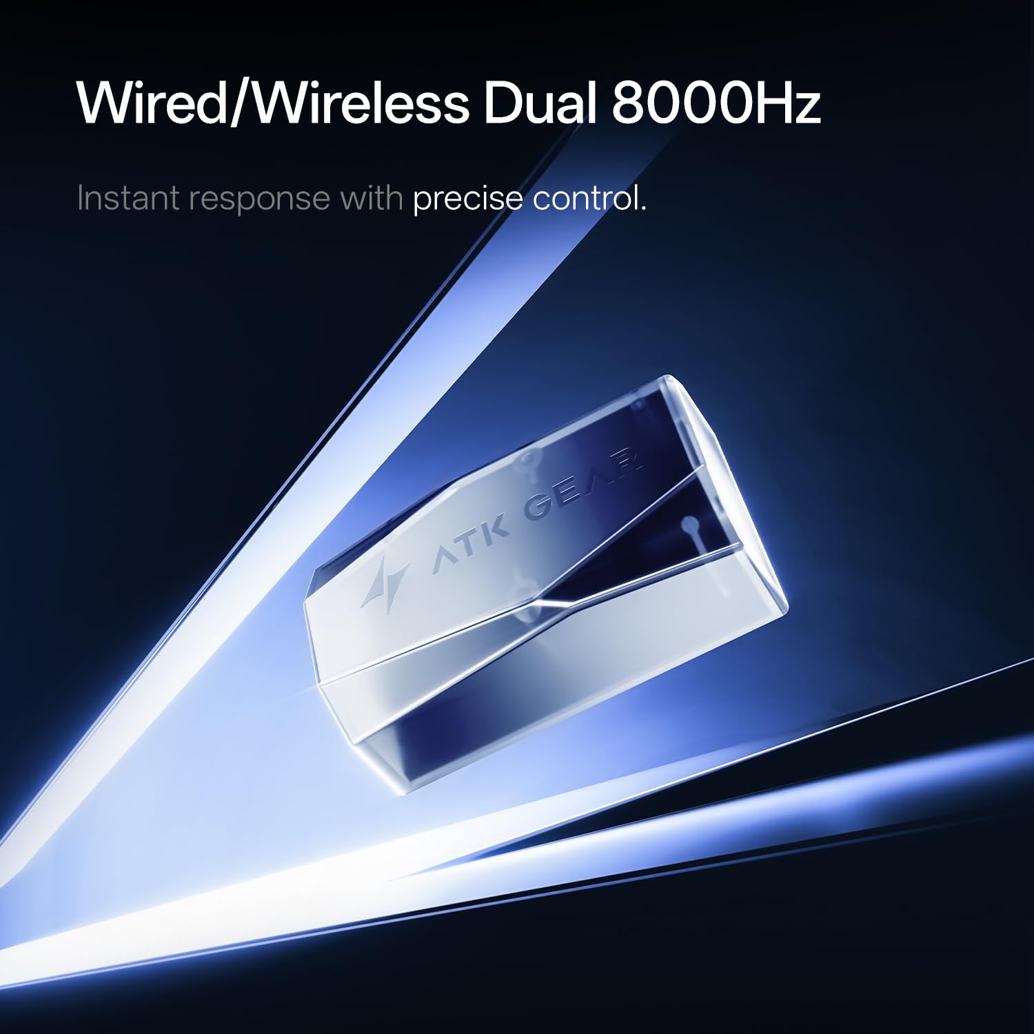 ATK Blazing F1 V3 Ultimate+ Souris de jeu sans fil, capteur maître PAW3955, DPI jusqu'à 50 000, 37 g légère, 300 heures d'autonomie, revêtement nano, double mode 2,4 G/filaire – Bleu perle
