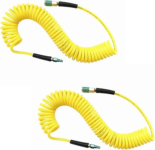 Manguera de aire de retroceso de poliuretano (PU) 1/4 pulgadas de diámetro interior x 25 pies con restrictor de curva, acoplador rápido de acero