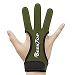 Seektop Archery Gloves Shooting Hunting Leather Three Finger Protector for Youth Adult Beginner (Green, S)