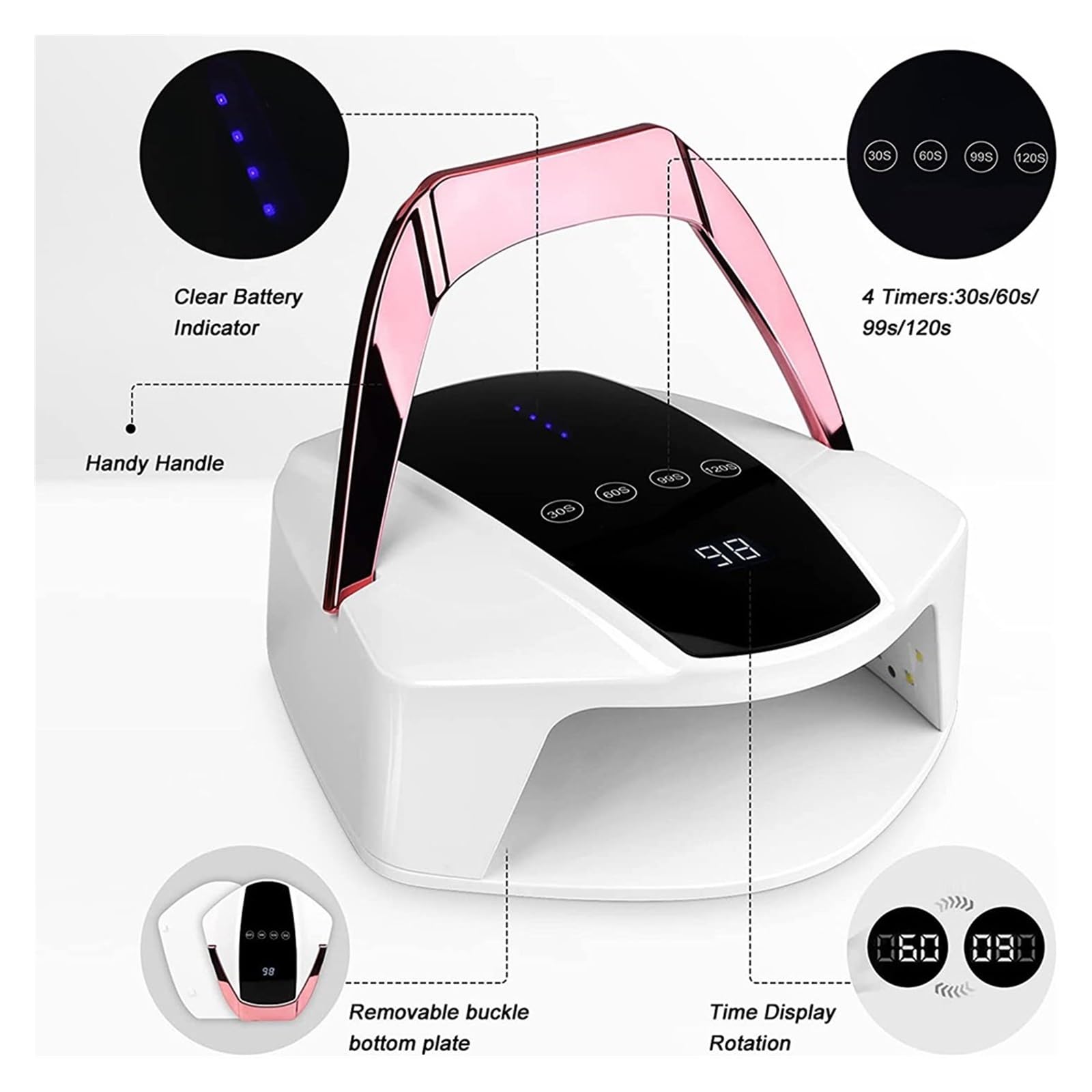 Lampa LED UV do paznokci Lampa UV LED do paznokci 96W akumulatorowa bezprzewodowa profesjonalna suszarka do paznokci żelowy lakier do paznokci lampa utwardzająca narzędzia do manicure do paznokci do d