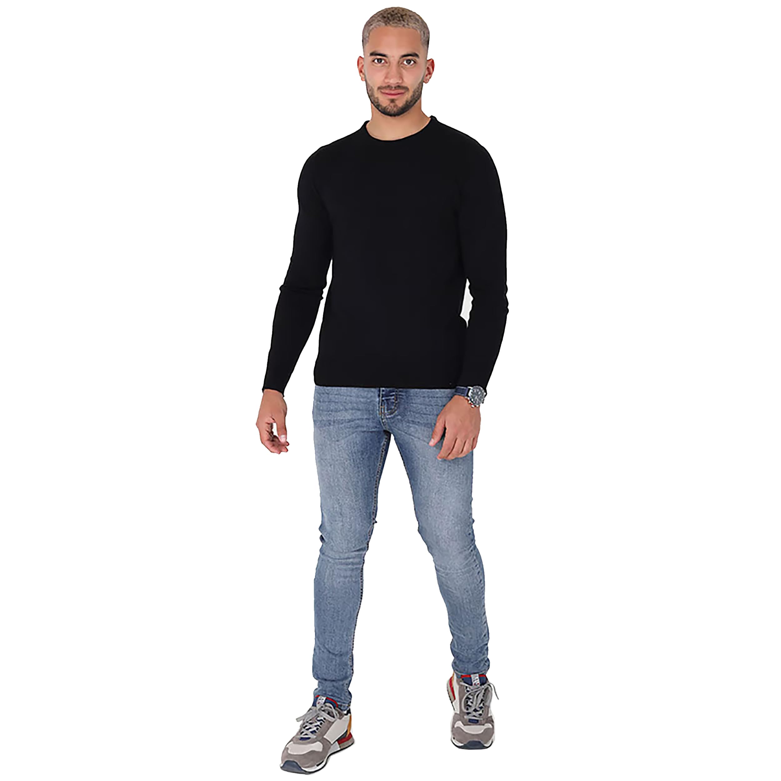 Brave Soul Men's Ubs-Parsec-Black 'Parsec' Knitted Crew Neck Jumper Sweater Top