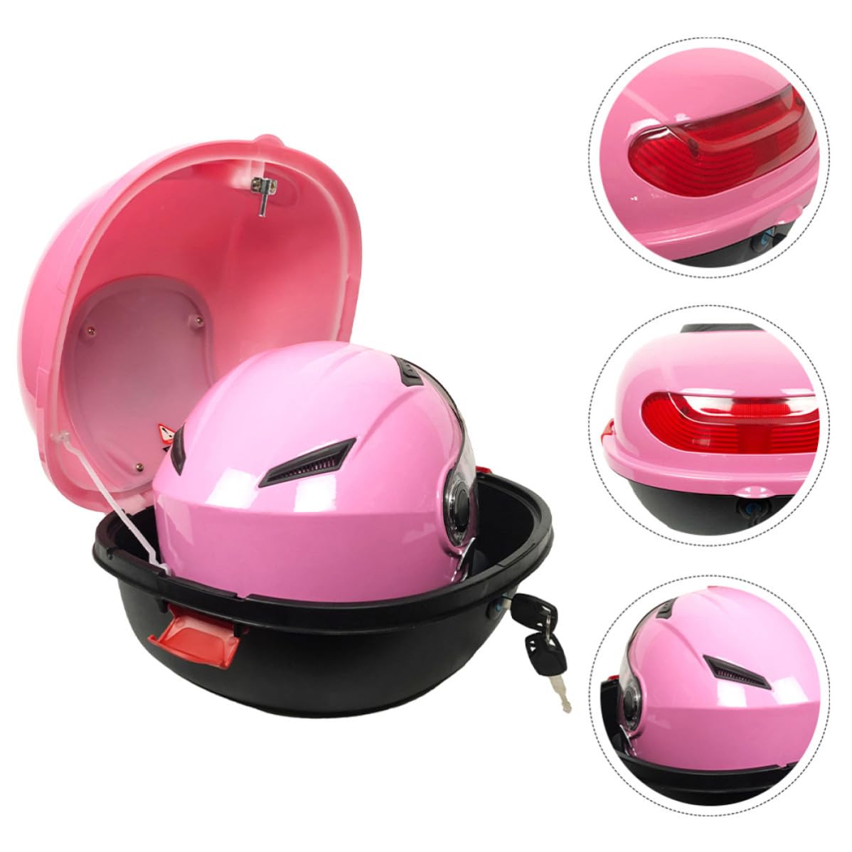 TOYANDONA Baúl Superior para Motocicleta de Material PP con Soporte para Maletero, Resistente al Desgaste y Amplio Espacio, Caja Trasera para Equipaje de Moto en Rosa, para Mujeres en