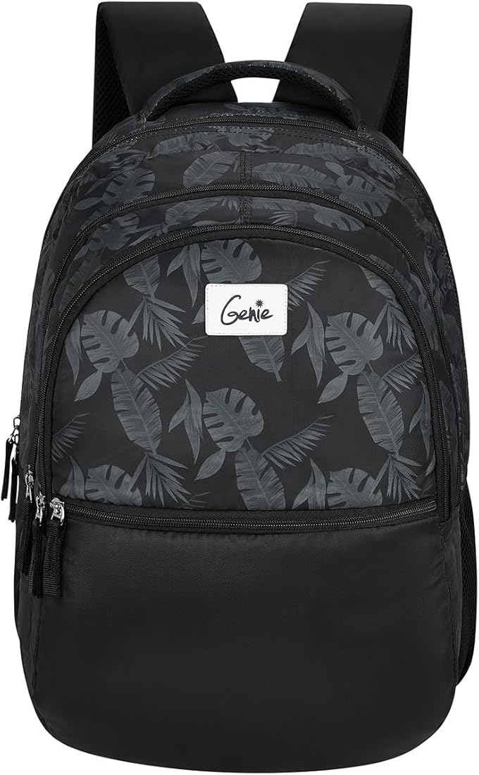 Genie Forest Laptop Backpack for Women in Black colour. More Volume, 3 zips, Stylish & Trendy College Bags for Girls, Water Resistant, Lightweight Bag...