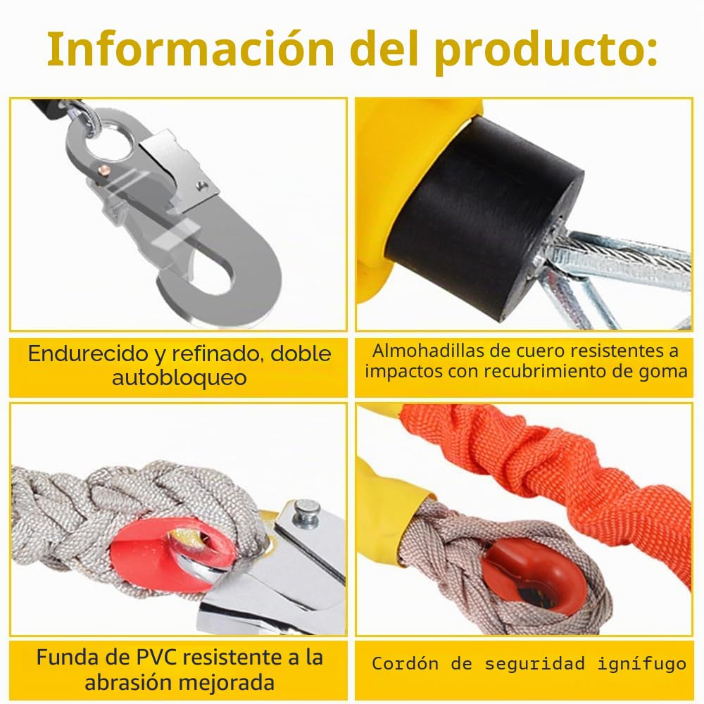 10m Dispositivo Anticaídas Retráctil, Línea de Vida Retráctil de Seguridad, Limitador de Caída Personal, para Trabajos Aéreos, Carga Máxima:150kg