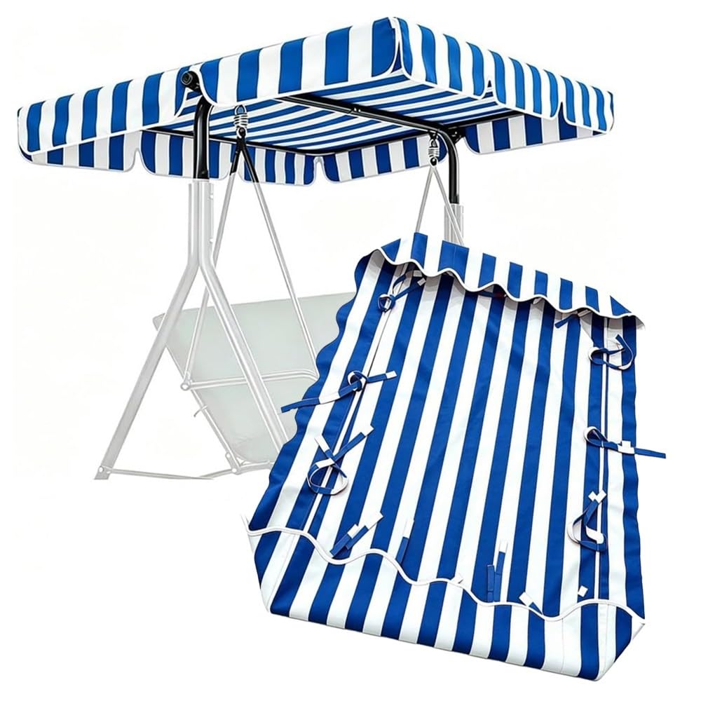 Générique Toit De Rechange pour Balancelle De Jardin,Toit De Balancelle Imperméable 195x125cm 210x145cm 249x185cm Canopée pour Balancelle De Jardin(Blue White,195x125cm/77x49in)