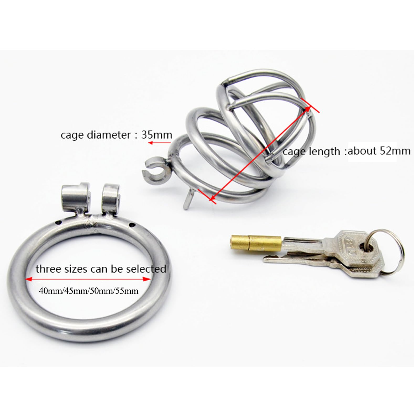 Jaula de castidad de acero inoxidable para pene, jaula de castidad masculina de metal, cinturón de castidad, jaula para pene, juguete sexual BDSM, set de juguetes sexuales duros (Φ40mm)