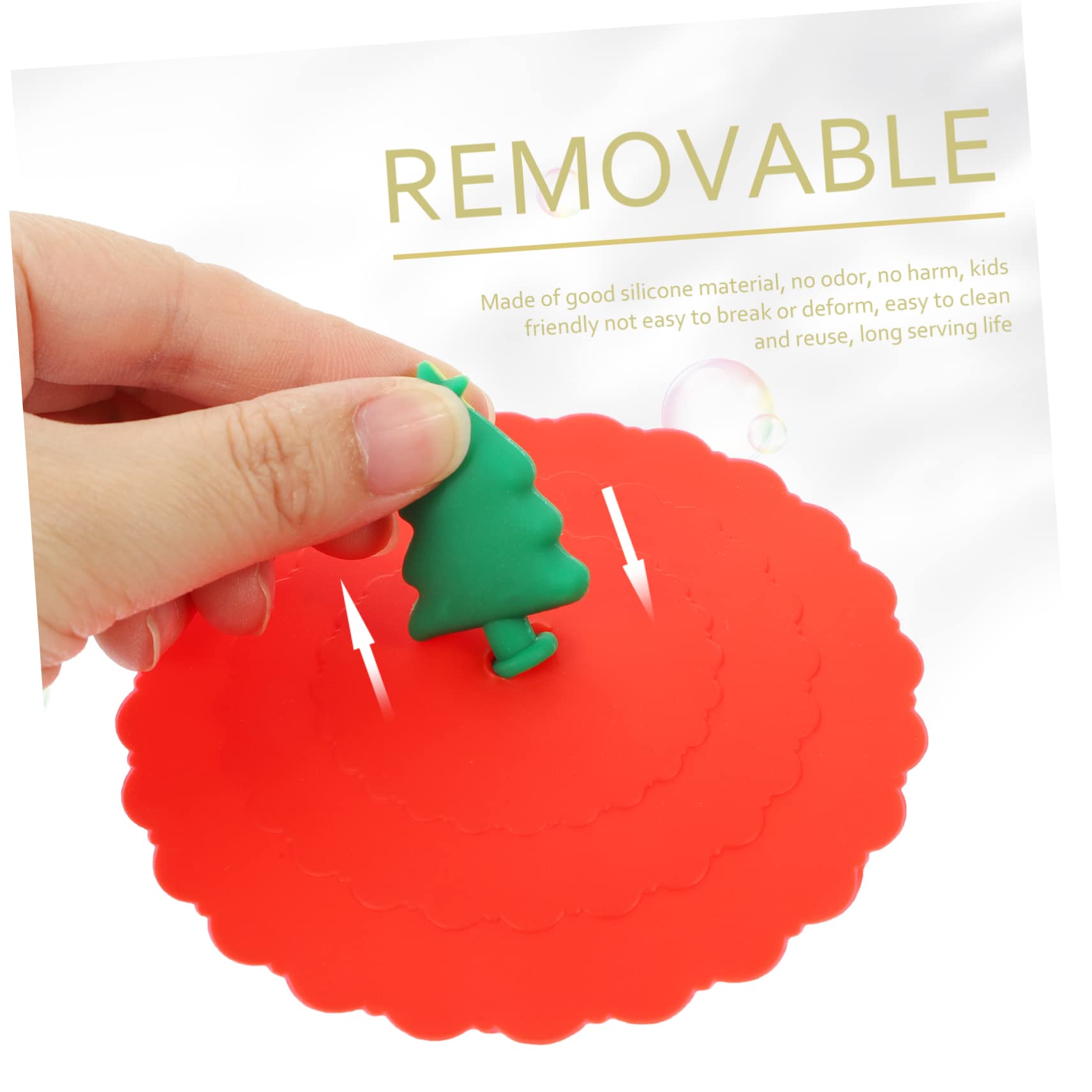 Amosfun 5 Ensembles Couvercle De Tasse En Silicone De Noël Couvercle De Tasse Élastique Garniture De Forêt Lumineuse Guirlande Gonfleur Domestique Couvercles De Boissons Pour 6 pièces * 5