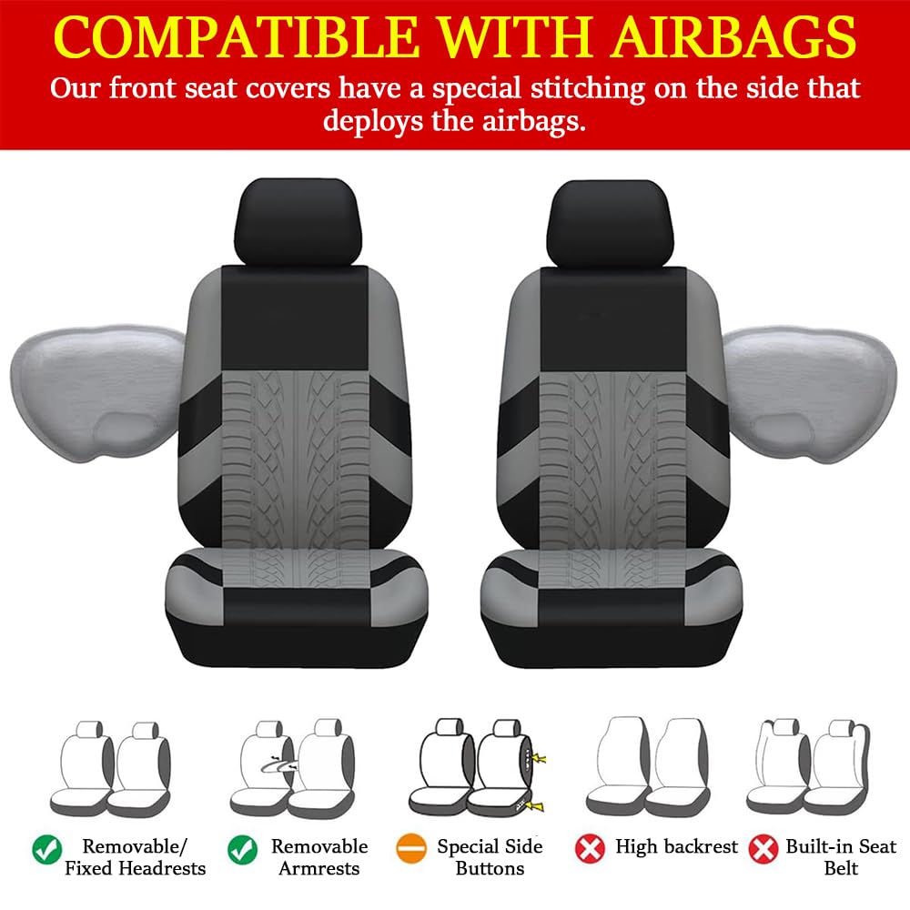 Copri sedili Auto, per Jeep Avenger 2022-2025, Set Completo Coprisedili Auto Accessori, Pelle Sintetica, Universale, Compatibile con Automobile, Sedile Protezione Anteriore e Rear Set, B